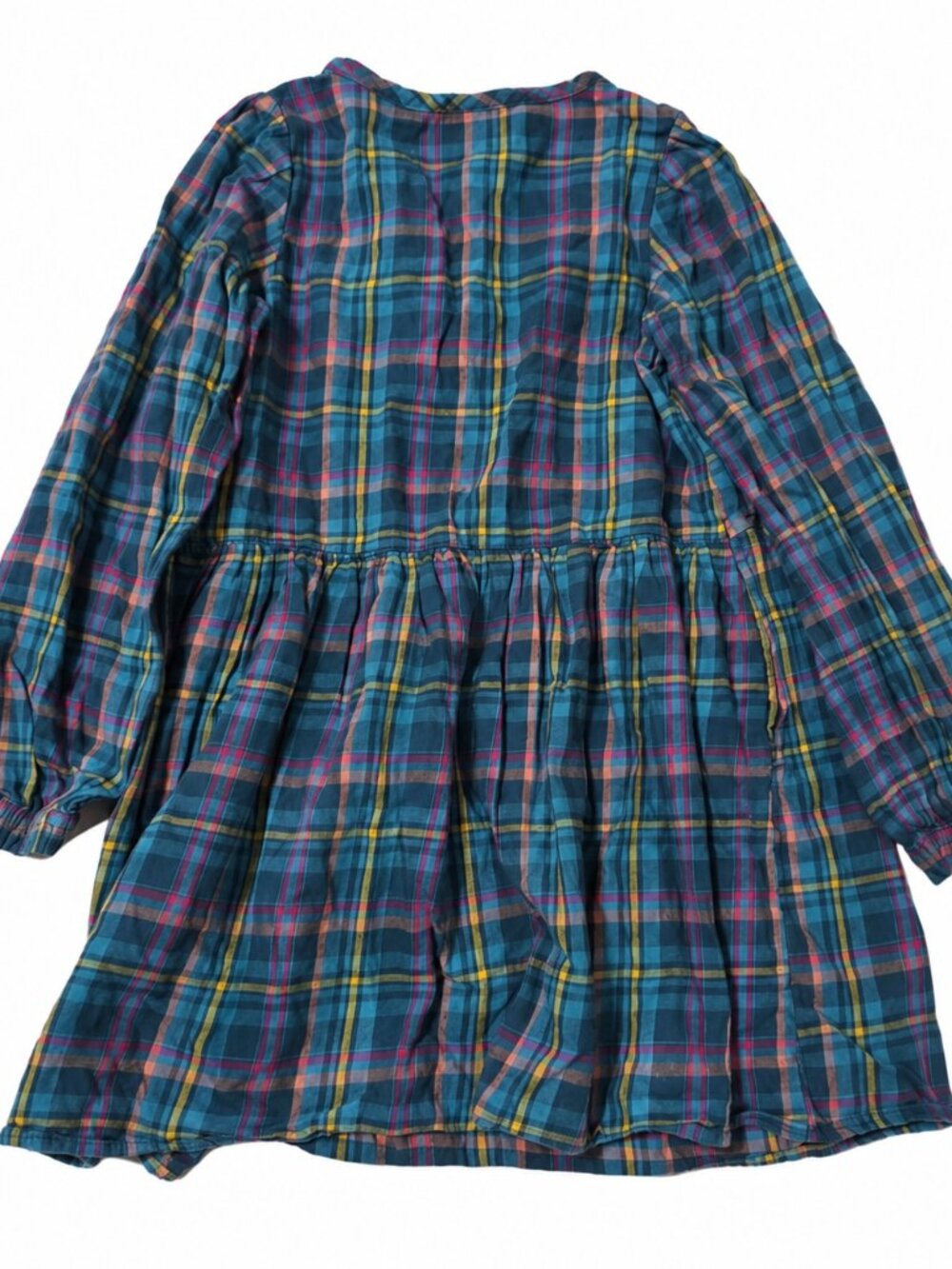 Cat & Jack Girls Plaid Long Sleeve Dress Blue Multicolor Size 5 6 6X